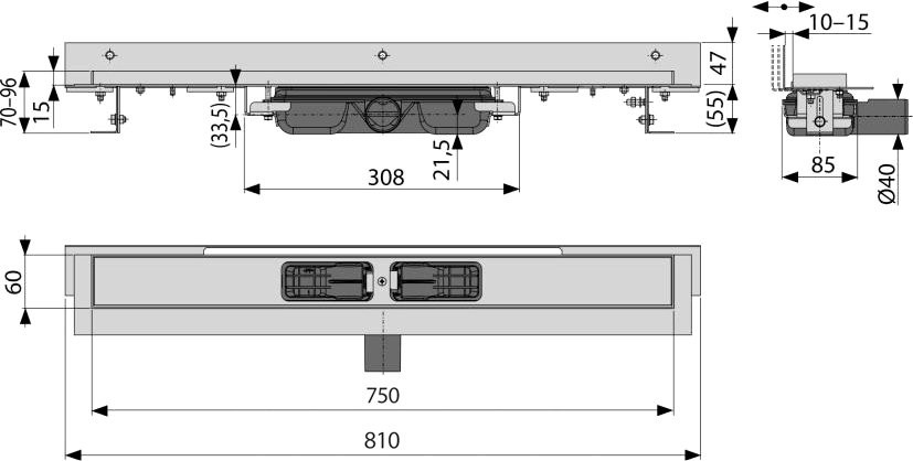 Душевой лоток AlcaPlast APZ104 -750 без решетки