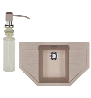 Мойка кухонная Ulgran U-609 302 песочная + дозатор U-01 песочный Мойка кухонная Ulgran U-609 302 песочная + дозатор U-01 песочный