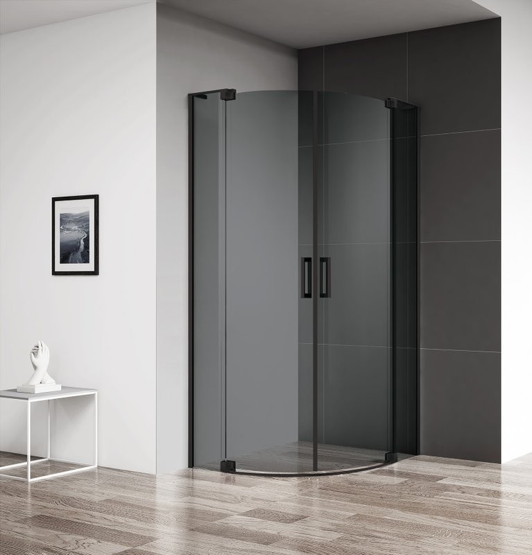 Душевой уголок Cezares Slider R 2 90/100 Grigio Nero профиль черный, стекло серое