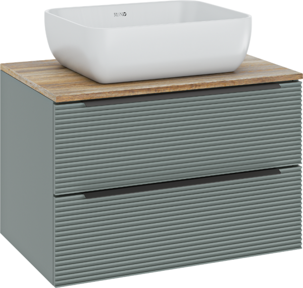 Тумба с раковиной Runo Орлеан 70 зеленая, дуб натуральный, раковина Cuatro 50