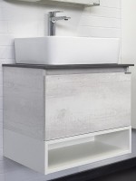 Тумба с раковиной Comforty Прага 60 подвесная, белый дуб, с раковиной PZ-6068