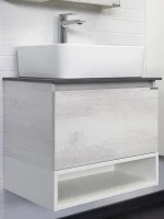 Тумба с раковиной Comforty Прага 60 подвесная, белый дуб, с раковиной PZ-6068