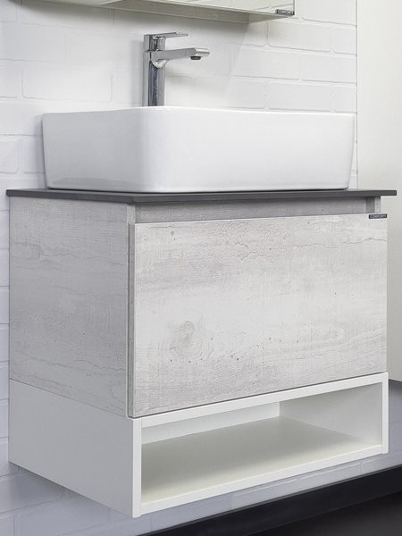 Тумба с раковиной Comforty Прага 60 подвесная, белый дуб, с раковиной PZ-6068