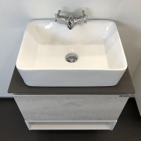 Тумба с раковиной Comforty Прага 60 подвесная, белый дуб, с раковиной PZ-6068