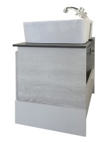 Тумба с раковиной Comforty Прага 60 подвесная, белый дуб, с раковиной PZ-6068