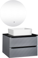 Мебель для ванной комнаты Runo Орлеан 70 серая, черная, раковина Tre 50