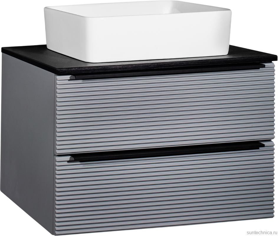 Мебель для ванной комнаты Runo Орлеан 70 серая, черная, раковина Tre 50