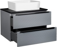 Мебель для ванной комнаты Runo Орлеан 70 серая, черная, раковина Tre 50