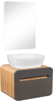 Мебель для ванной комнаты Runo Ницца 60 дуб натуральный, графит, раковина Cuatro 50