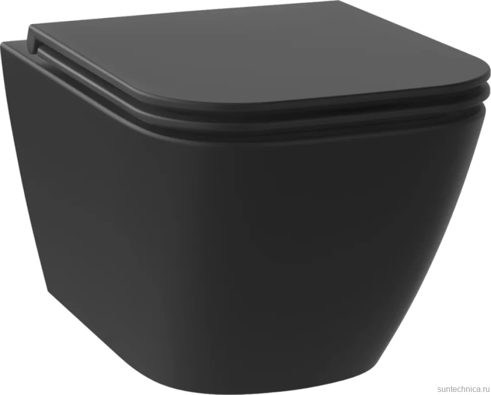 Унитаз подвесной Wellsee Pure BY Wellsee 182604001 безободковый, с микролифтом, матовый черный