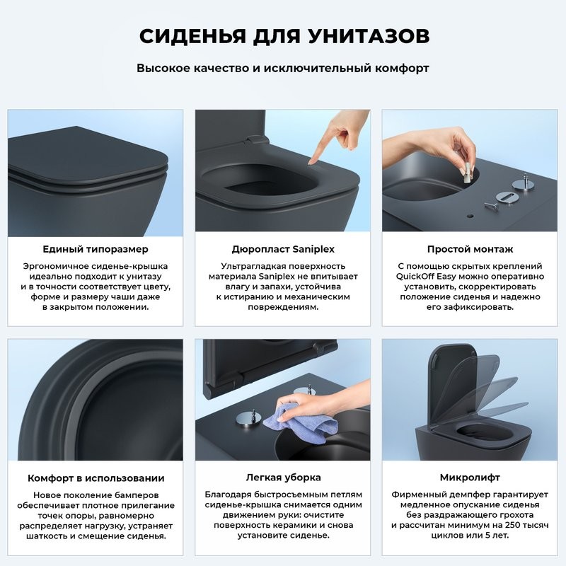 Унитаз подвесной Wellsee Pure BY Wellsee 182604001 безободковый, с микролифтом, матовый черный