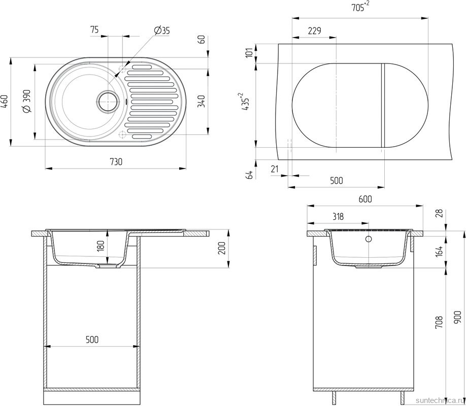 Мойка кухонная Ulgran U-107 -328 бежевая