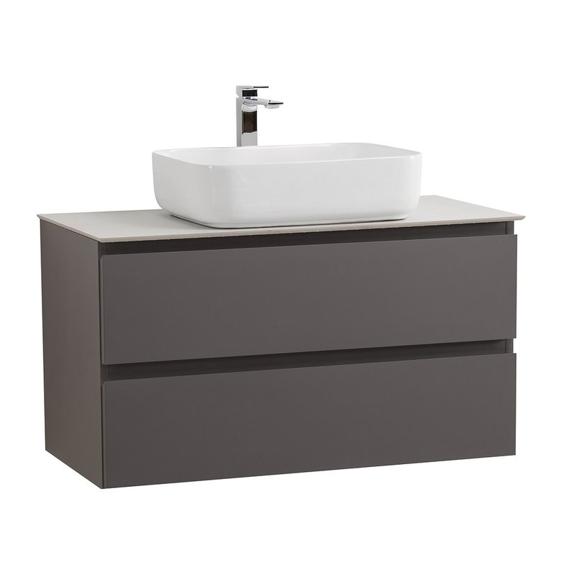 Тумба под раковину со столешницей BelBagno Kraft 80 подвесная, матовая темно-серая, столешница kep-80-bo