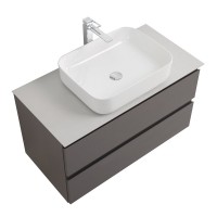 Тумба под раковину со столешницей BelBagno Kraft 80 подвесная, матовая темно-серая, столешница kep-80-bo