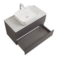 Тумба под раковину со столешницей BelBagno Kraft 80 подвесная, матовая темно-серая, столешница kep-80-bo