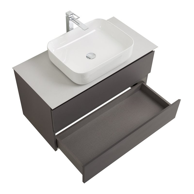 Тумба под раковину со столешницей BelBagno Kraft 80 подвесная, матовая темно-серая, столешница kep-80-bo
