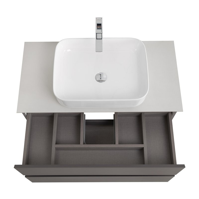 Тумба под раковину со столешницей BelBagno Kraft 80 подвесная, матовая темно-серая, столешница kep-80-bo