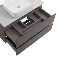 Тумба под раковину со столешницей BelBagno Kraft 80 подвесная, матовая темно-серая, столешница kep-80-bo