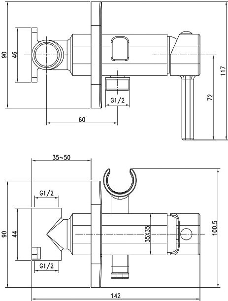 Гигиенический душ IDDIS Spring 004SBS0i08 со смесителем, С ВНУТРЕННЕЙ ЧАСТЬЮ