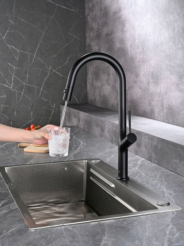Смеситель для кухни AQUAme Cucina с выдвижным изливом AQM9905MB