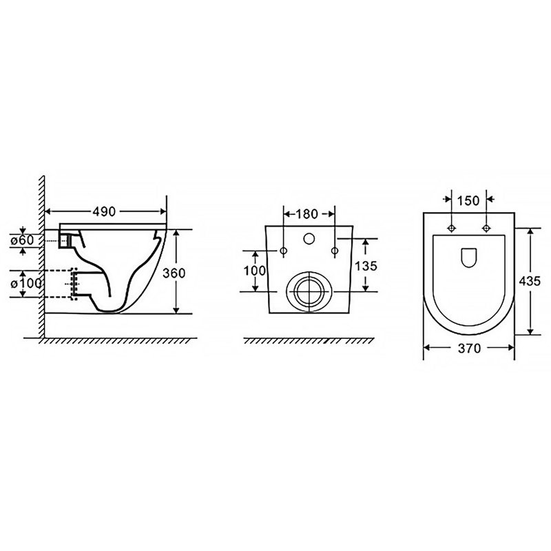 Унитаз подвесной Azario Grado 490х370х360 безободковый с быстросъемным сиденьем микролифт (AZ-0046 -N)