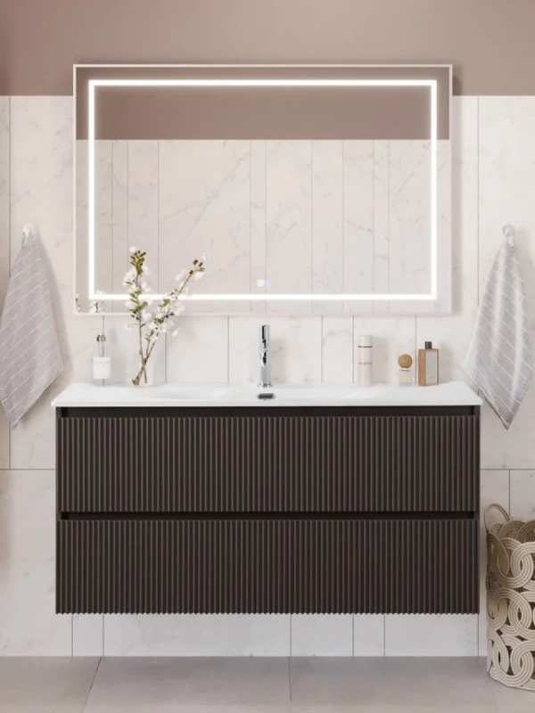 Мебель для ванной комнаты BelBagno Uno 120 подвесная, 2 ящика, матовая темно-серая