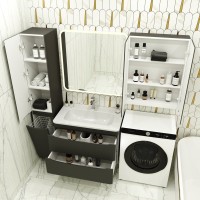 Мебель для ванной комнаты Style Line Бергамо Мини 80 Люкс Plus подвесная, антискрейтч черная