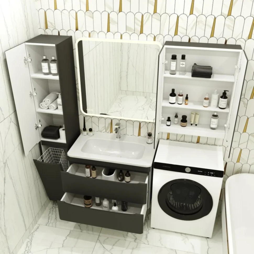 Мебель для ванной комнаты Style Line Бергамо Мини 80 Люкс Plus подвесная, антискрейтч черная