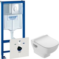 Комплект Унитаз подвесной Jacob Delafon Struktura + Крышка E70025-00 с микролифтом + Инсталляция Grohe Rapid SL 38750001 4 в 1 с кнопкой смыва