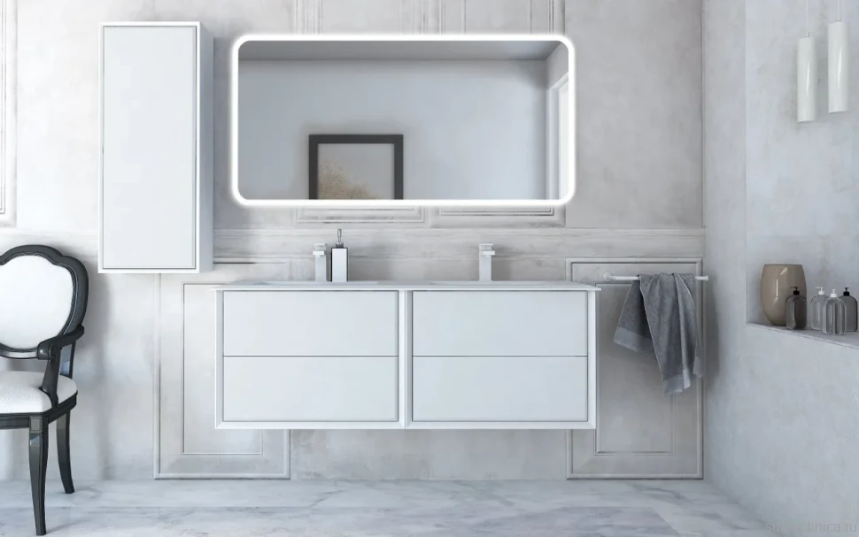 Тумба с раковиной Cezares Bellagio 140 bianco opaco