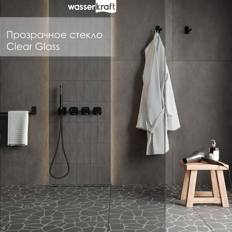 Душевая перегородка Wasserkraft Rur 30W 100 см, профиль хром, стекло прозрачное