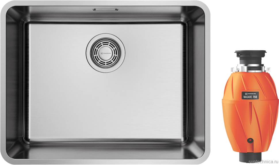 Комплект Мойка Omoikiri Omi 53-U/I Ultra-IN нержавеющая сталь + Измельчитель Nagare 750