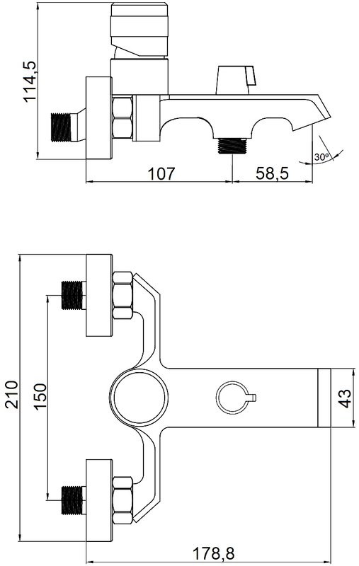 Смеситель для ванны с душем Orange Sole M03-100cr хром