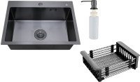 Мойка кухонная РМС MR-5843BL c корзиной и дозатором, графит