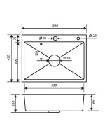 Мойка кухонная РМС MR-5843BL c корзиной и дозатором, графит