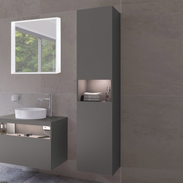 Шкаф пенал для ванной Keuco Stageline 32831 R, инокс матовый, с подсветкой