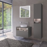 Шкаф пенал для ванной Keuco Stageline 32831 R, инокс матовый, с подсветкой