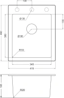 Мойка кухонная Emar Quartz EMQ-1415.Q Алмаз Мойка кухонная Emar Quartz EMQ-1415.Q Алмаз