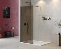 Душевая перегородка Cezares Liberta -L-1-100-120-BR-NERO профиль черный, стекло бронза