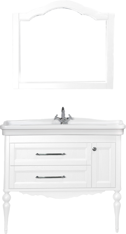 Мебель для ванной комнаты ValenHouse Эстетика 105 АС 100, белая, подвесная, ручки хром, раковина Модерн