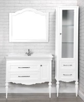 Мебель для ванной комнаты ValenHouse Эстетика 105 АС 100, белая, подвесная, ручки хром, раковина Модерн