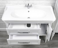 Мебель для ванной комнаты ValenHouse Эстетика 105 АС 100, белая, подвесная, ручки хром, раковина Модерн