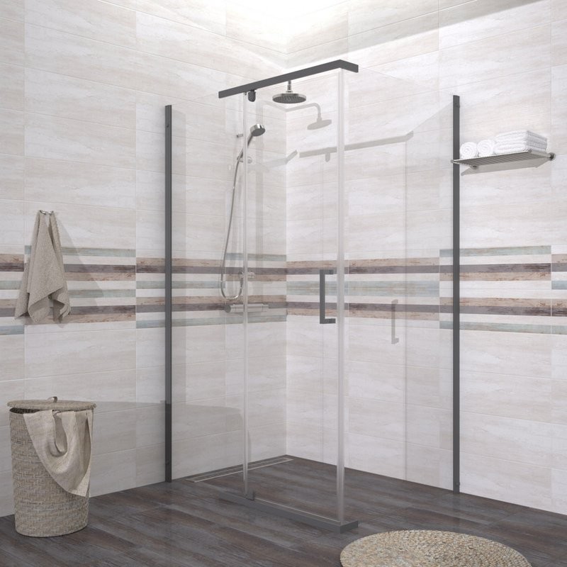 Душевой уголок Triton Терра -Графит 120х90, профиль вороненая сталь, стекло прозрачное