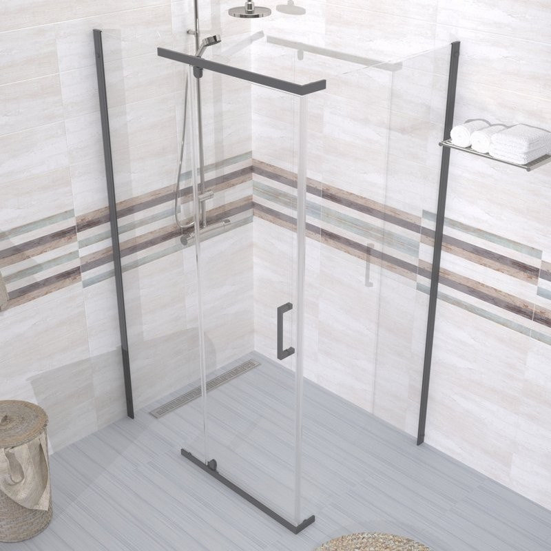 Душевой уголок Triton Терра -Графит 120х90, профиль вороненая сталь, стекло прозрачное