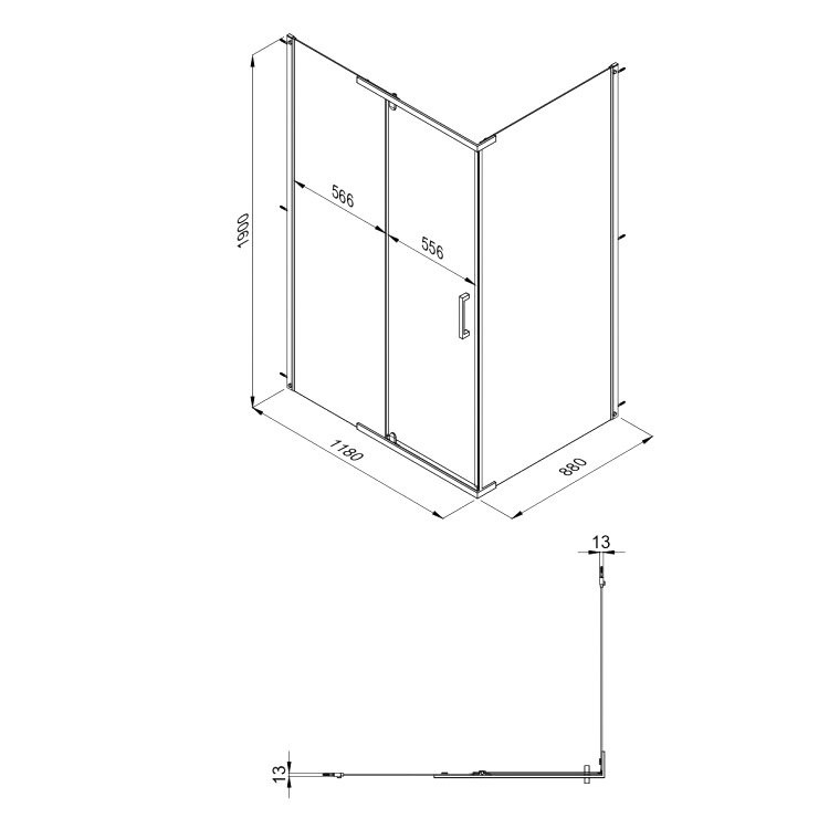 Душевой уголок Triton Терра -Графит 120х90, профиль вороненая сталь, стекло прозрачное