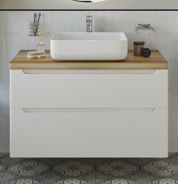 Тумба с раковиной STWORKI Берген 100 белая со светлой столешницей, Soul 1