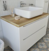 Тумба с раковиной STWORKI Берген 100 белая со светлой столешницей, Soul 1