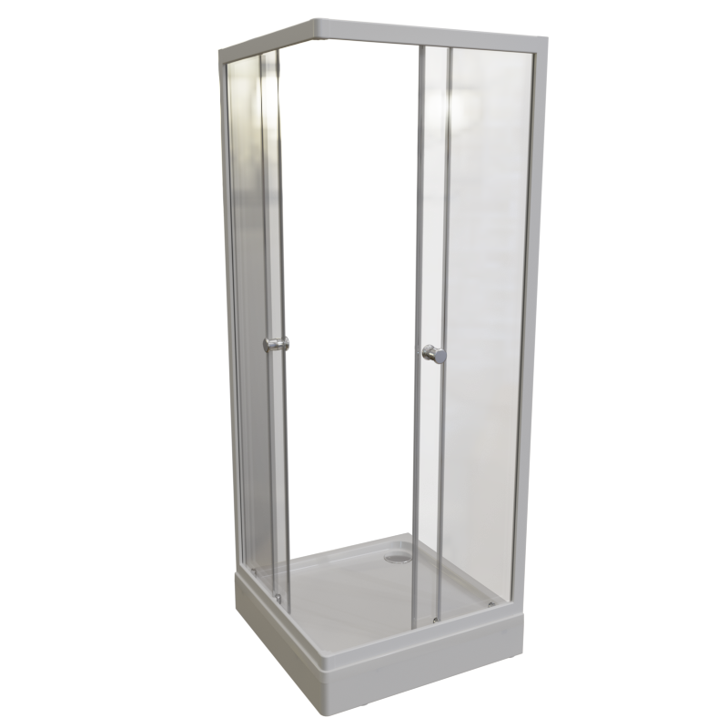 Душевой уголок Radomir Берген SQ 90х90 см, профиль белый, стекло прозрачное, с поддоном