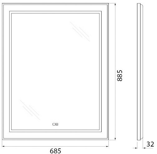 Зеркало BelBagno Kraft SPC-KRAFT-685-885-TCH-WARM с подогревом
