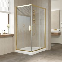 Душевой уголок Vegas Glass ZA-F Tur Novo 110*80 09 01 профиль золото, стекло прозрачное